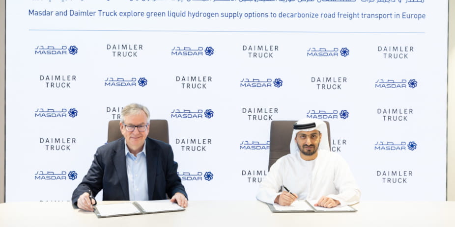 Daimler Truck and Masdar explore liquid green hydrogen supply options to decarbonize road freight transport in Europe